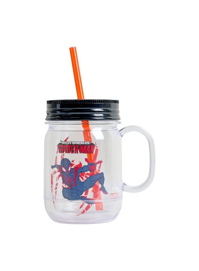 Marvel Spiderman Drinking Jar With Straw  - 550ml - Image 1